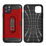 Wholesale iPhone 11 Pro Max (6.5in) Rugged Kickstand Armor Case with Card Slot (Red)